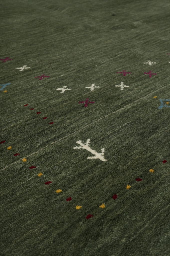 8 x 10 Handmade Imported Wool Gabbeh Modern Rug Green #F-3299