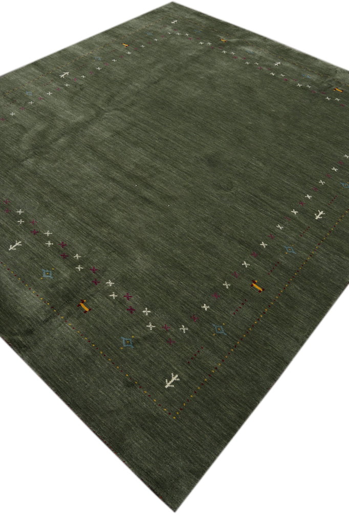 8 x 10 Handmade Imported Wool Gabbeh Modern Rug Green #F-3299