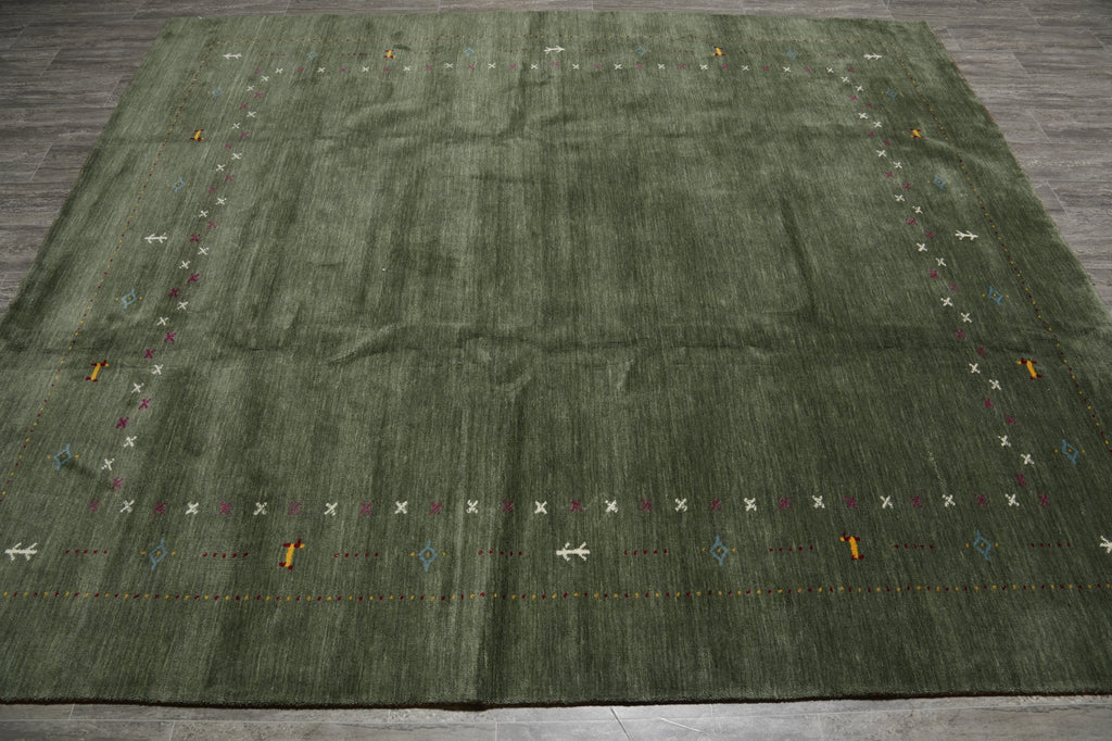 8 x 10 Handmade Imported Wool Gabbeh Modern Rug Green #F-3299