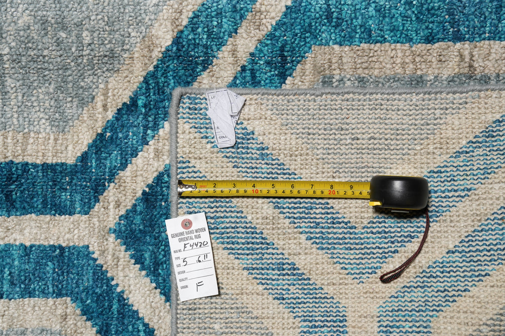 5 X 7 Handmade Modern Carpet Turquoise #F-4420