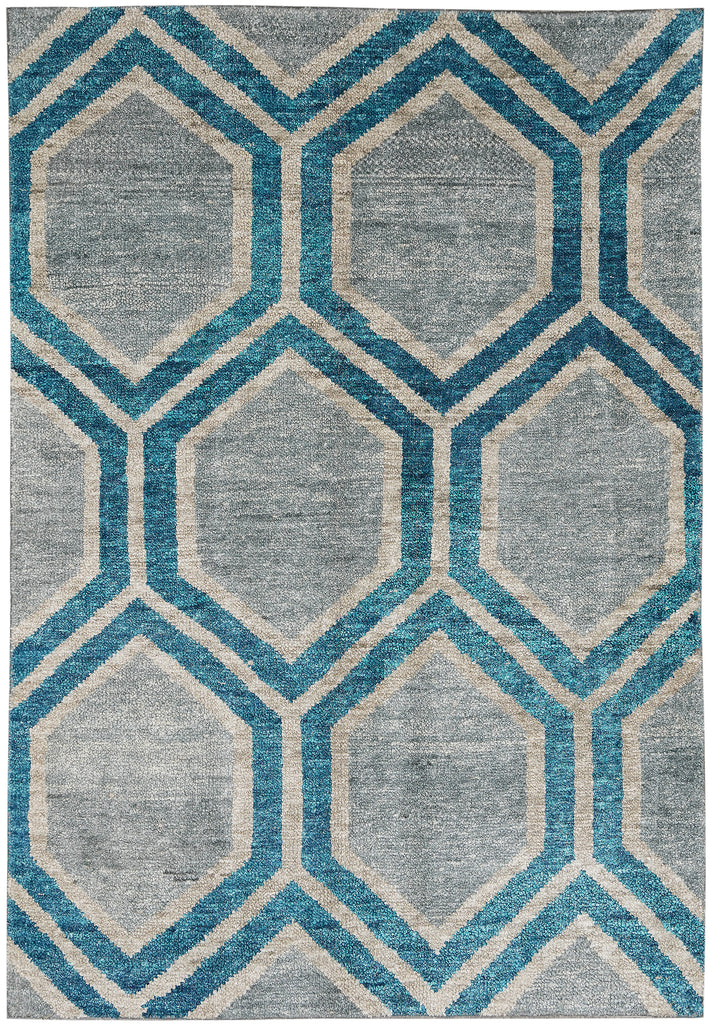 5 X 7 Handmade Modern Carpet Turquoise #F-4420