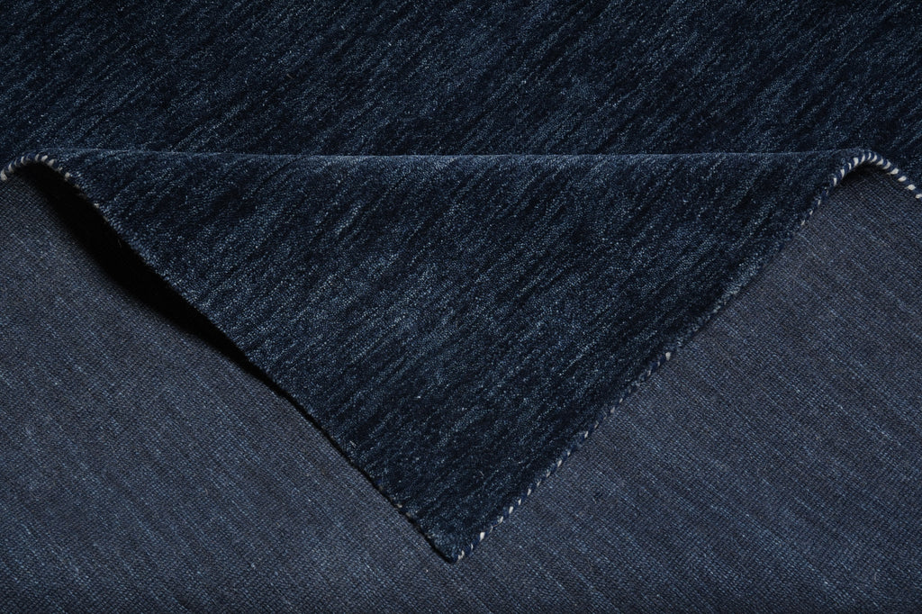 9 x 11.9 Plain Navy Blue Wool Handmade Imported Modern Rug #F-3300