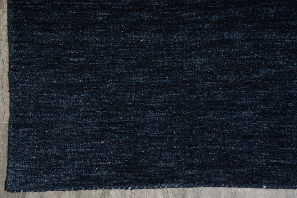 9 x 11.9 Plain Navy Blue Wool Handmade Imported Modern Rug #F-3300