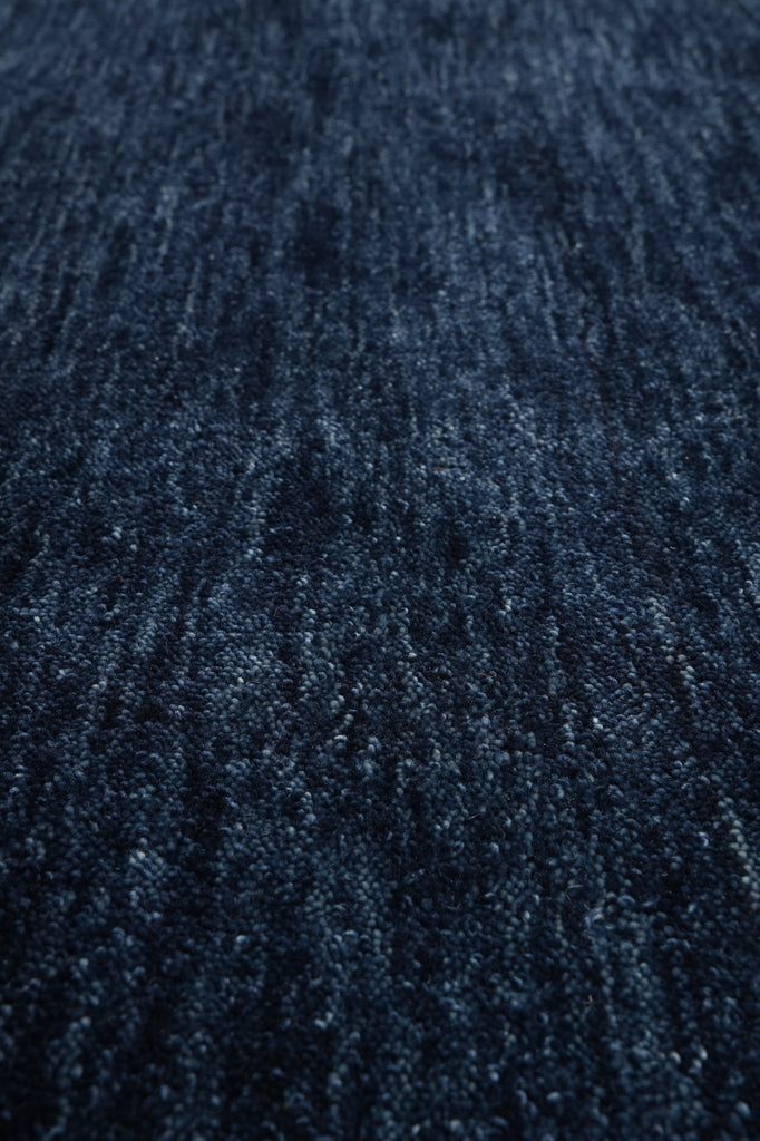 9 x 11.9 Plain Navy Blue Wool Handmade Imported Modern Rug #F-3300