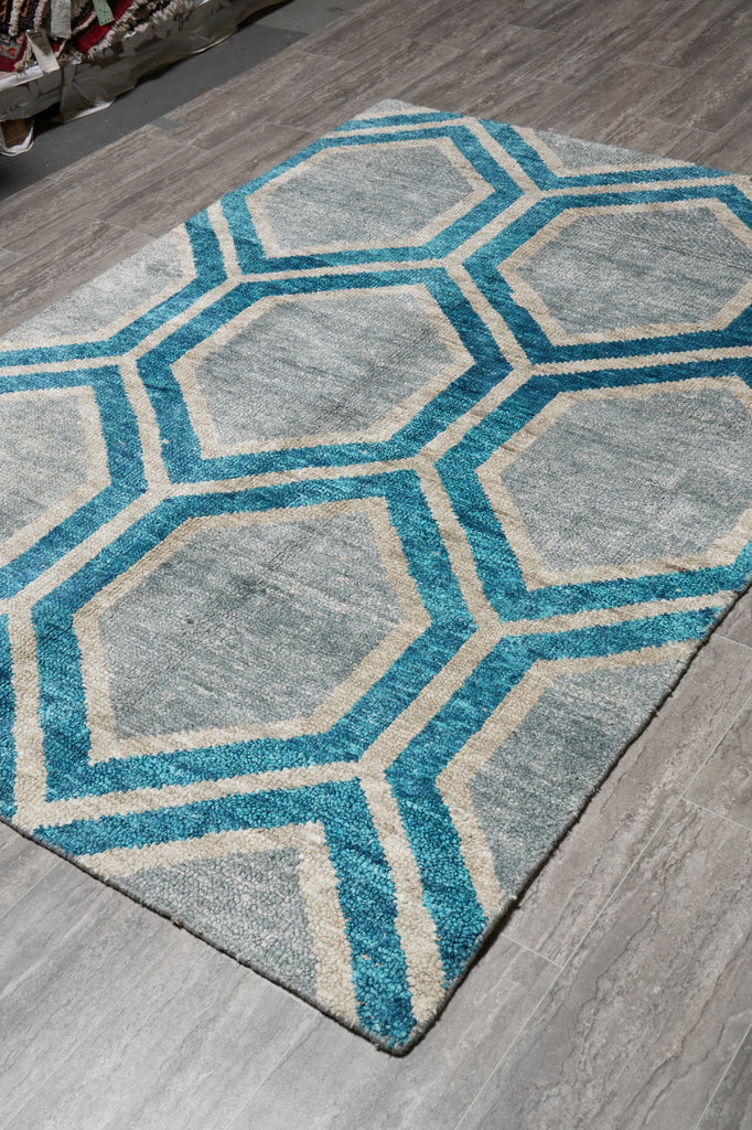 5 X 7 Handmade Modern Carpet Turquoise #F-4420