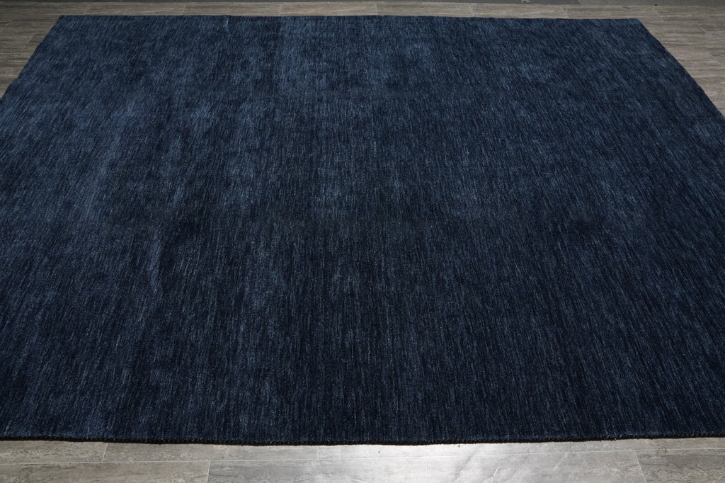 9 x 11.9 Plain Navy Blue Wool Handmade Imported Modern Rug #F-3300