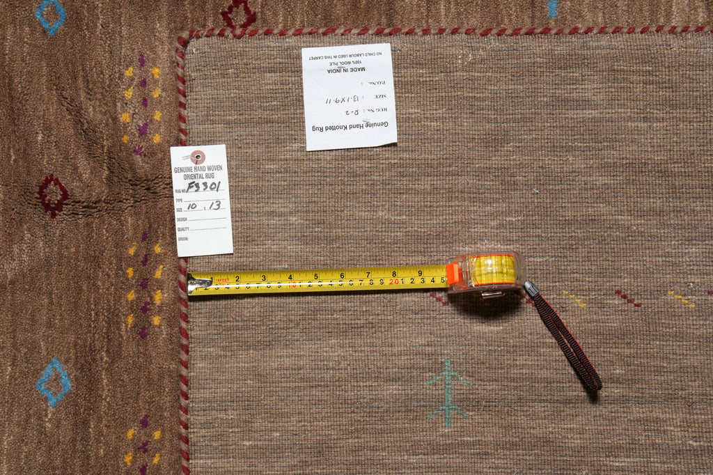 10 x 13 Handmade Contemporary Gabbeh Wool Rug Coffee Brown #F-3301