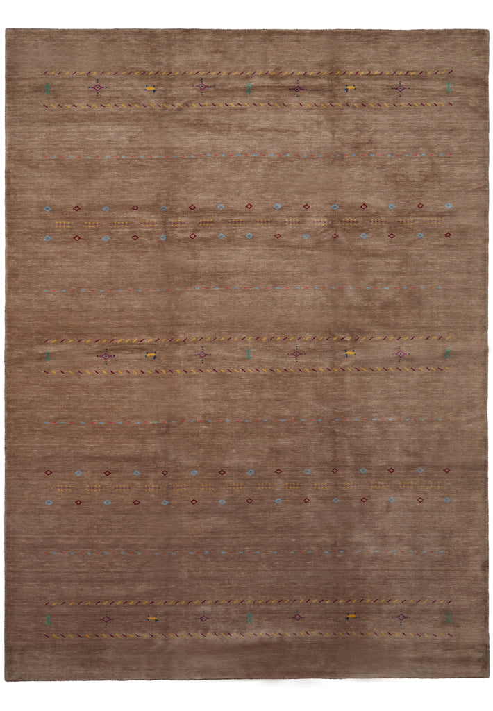 10 x 13 Handmade Contemporary Gabbeh Wool Rug Coffee Brown #F-3301