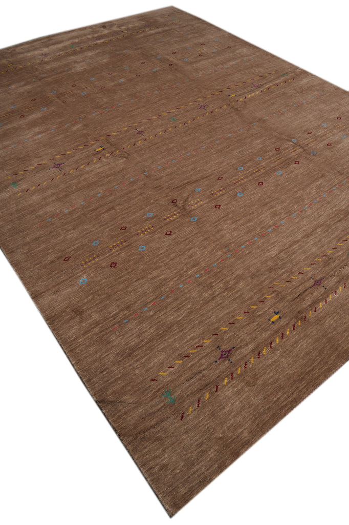 10 x 13 Handmade Contemporary Gabbeh Wool Rug Coffee Brown #F-3301
