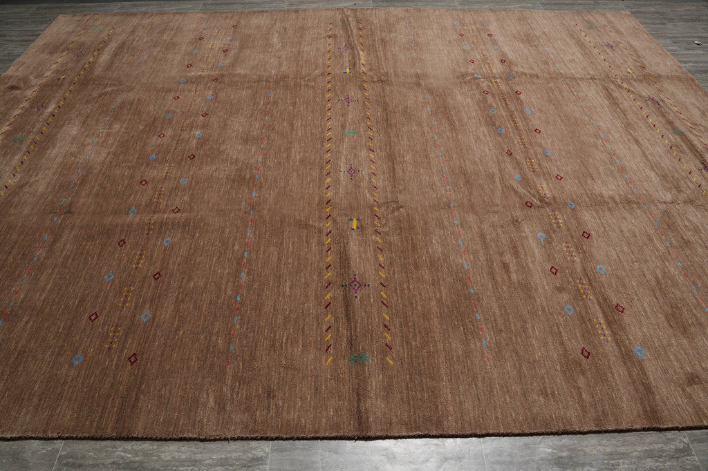 10 x 13 Handmade Contemporary Gabbeh Wool Rug Coffee Brown #F-3301