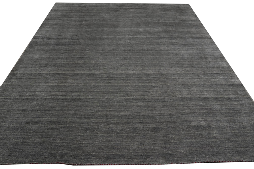 9 x 11.9 Handmade Wool Modern Rug Plain Gray Green New Imported #F-3302