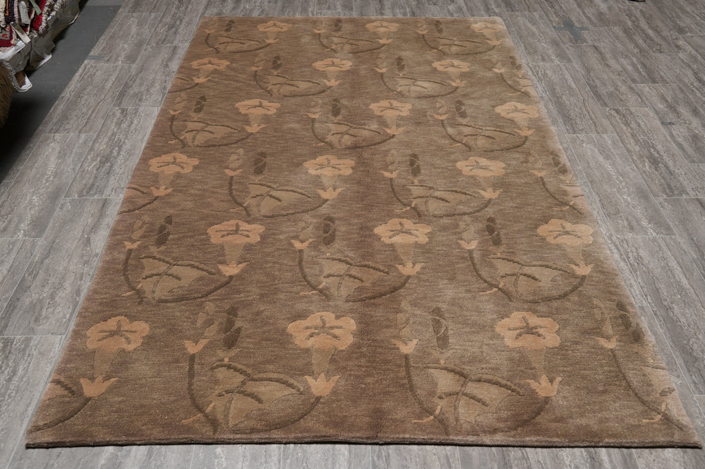 5 x 8 Handmade India Contemporary Rug Art Craft Coffee Brown #F-4425