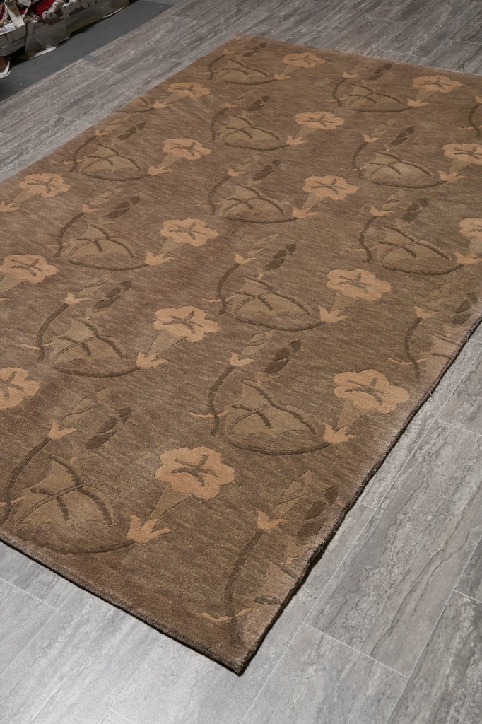 5 x 8 Handmade India Contemporary Rug Art Craft Coffee Brown #F-4425