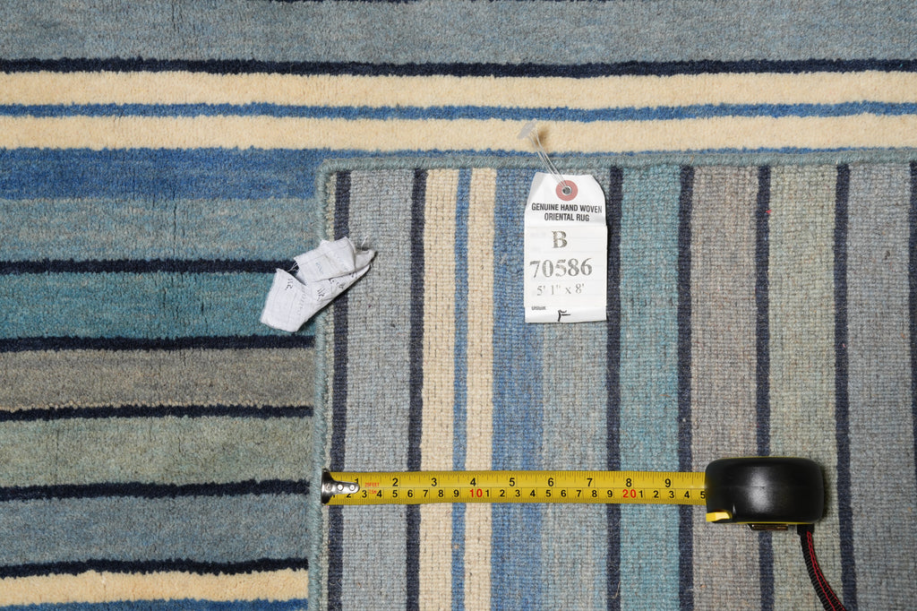 5 X 8 Blue Handmade Contemporary Rug #b-70586