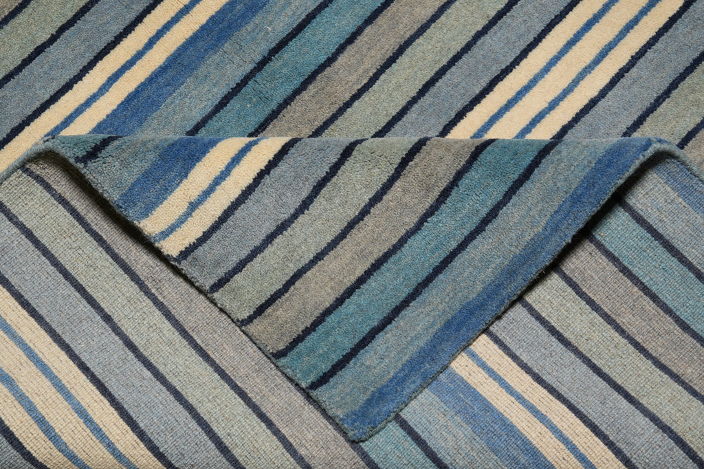 5 X 8 Blue Handmade Contemporary Rug #b-70586