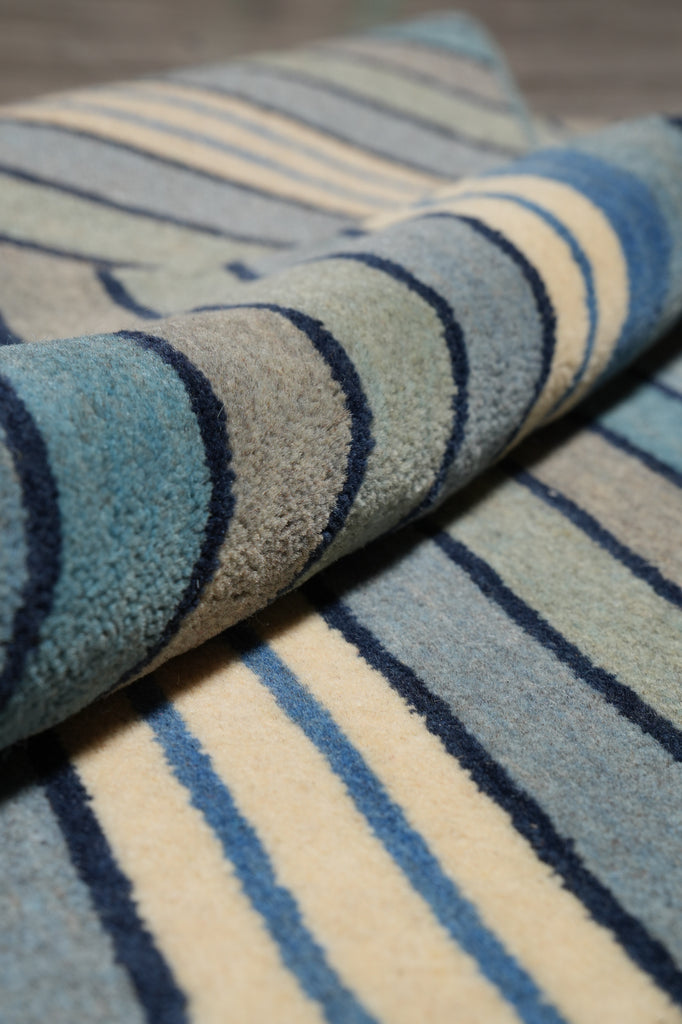 5 X 8 Blue Handmade Contemporary Rug #b-70586