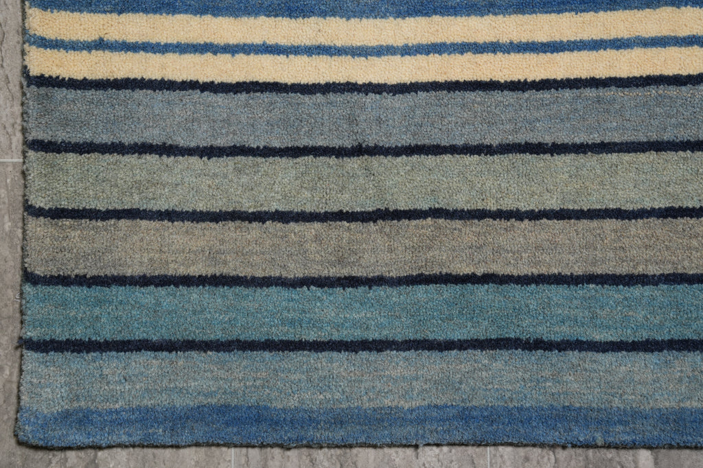 5 X 8 Blue Handmade Contemporary Rug #b-70586