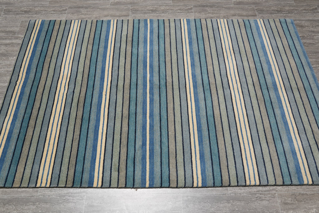 5 X 8 Blue Handmade Contemporary Rug #b-70586