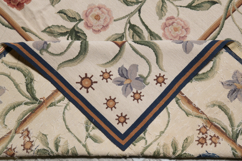 9.3 x 12.3 Flat Weave Aubusson Rug Engish Garden #F-3040