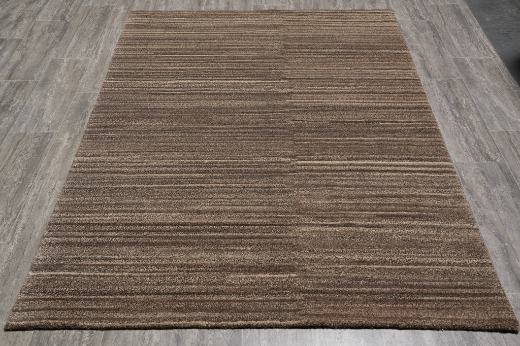 5 X 6.8 Modern Brown Hanmade Rug #F-4427