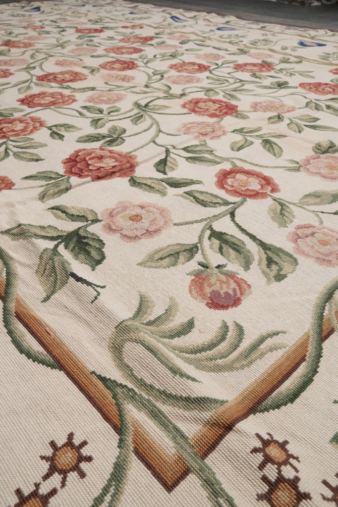 9.3 x 12.3 Flat Weave Aubusson Rug Engish Garden #F-3040