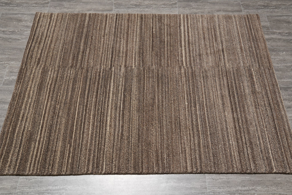 5 X 6.8 Modern Brown Hanmade Rug #F-4427