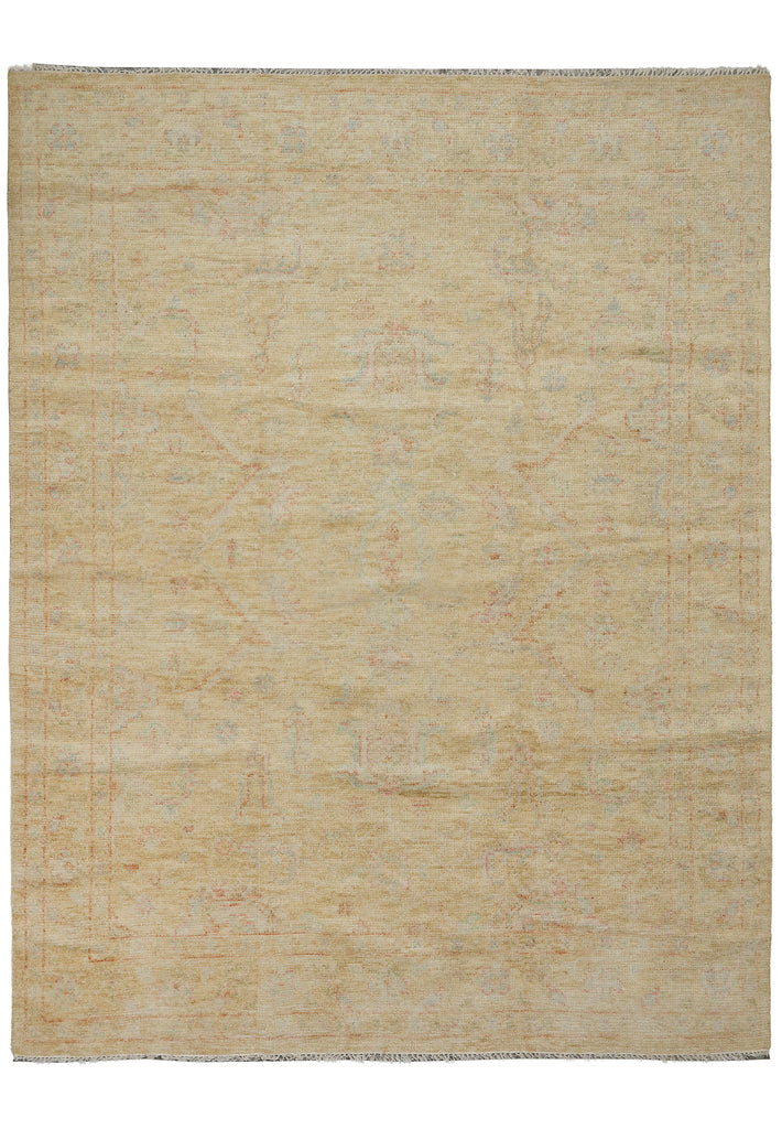 8 x 10 New Handmade Wool Modern Transitional Oushak Rug Happy Neutral Beige Gold #F-3305