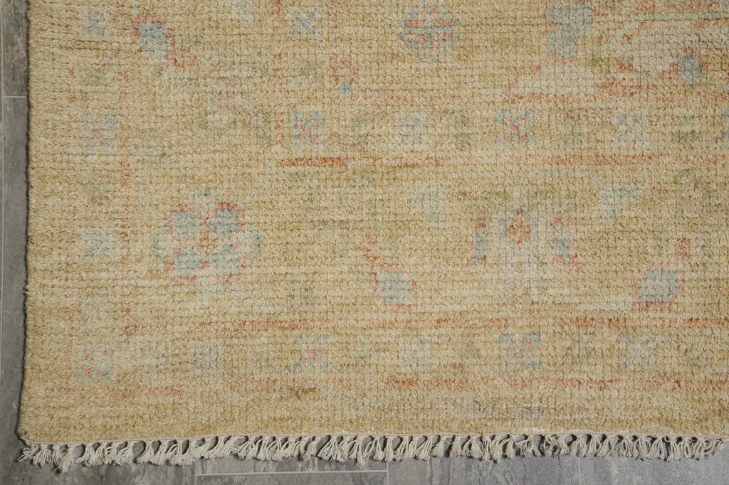 8 x 10 New Handmade Wool Modern Transitional Oushak Rug Happy Neutral Beige Gold #F-3305