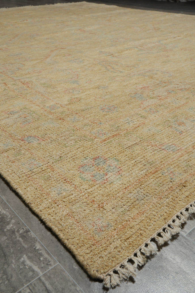8 x 10 New Handmade Wool Modern Transitional Oushak Rug Happy Neutral Beige Gold #F-3305