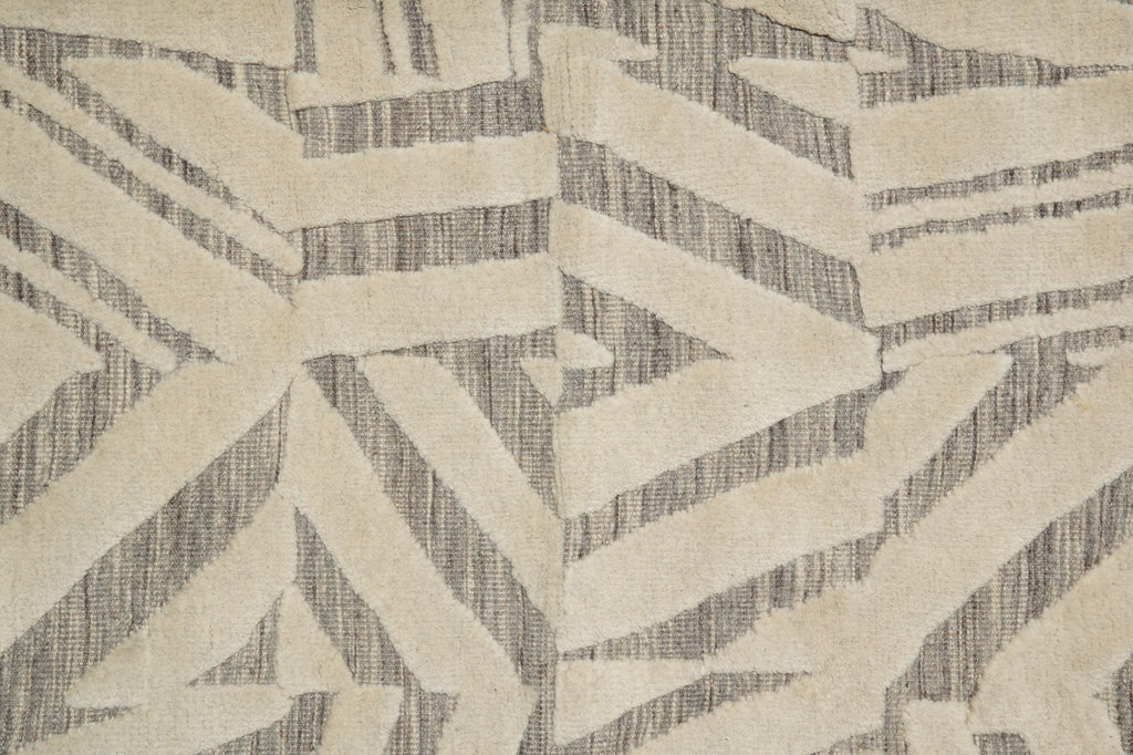 10 x 14 New Imported Handmade Raised Wool Pile Modern Rug Ivory Taupe #F-3306