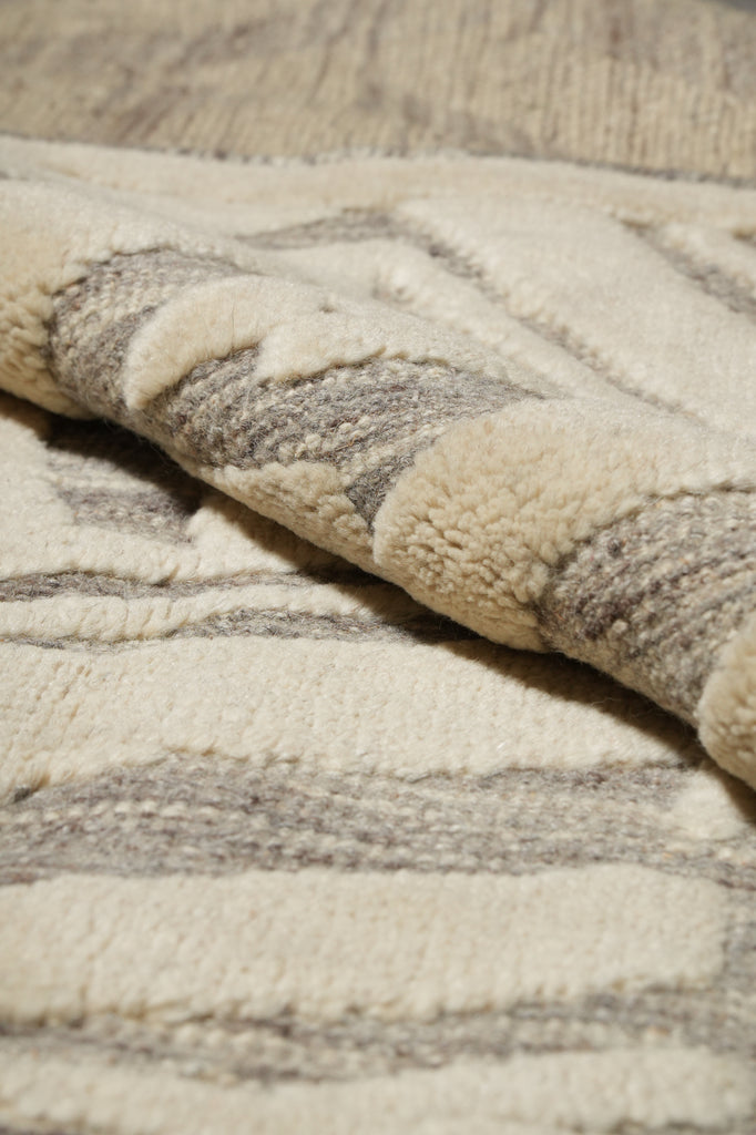 10 x 14 New Imported Handmade Raised Wool Pile Modern Rug Ivory Taupe #F-3306