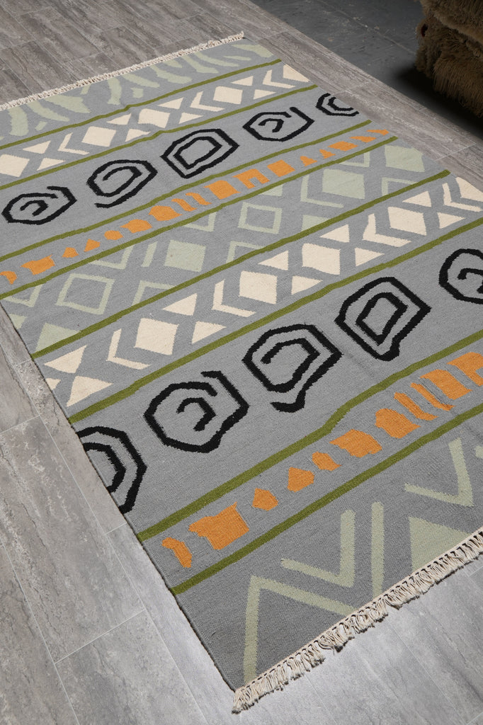 5 x 8 Kilim Dhurry Handmade India Carpet #F-4419