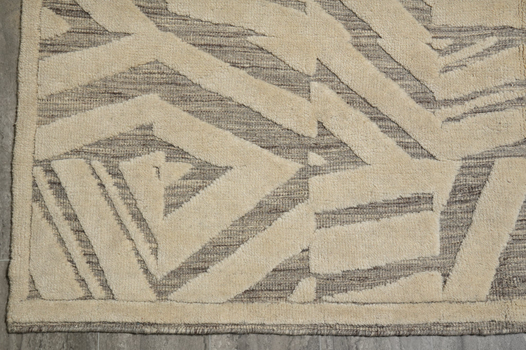 10 x 14 New Imported Handmade Raised Wool Pile Modern Rug Ivory Taupe #F-3306