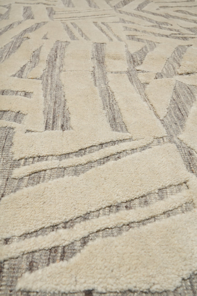 10 x 14 New Imported Handmade Raised Wool Pile Modern Rug Ivory Taupe #F-3306