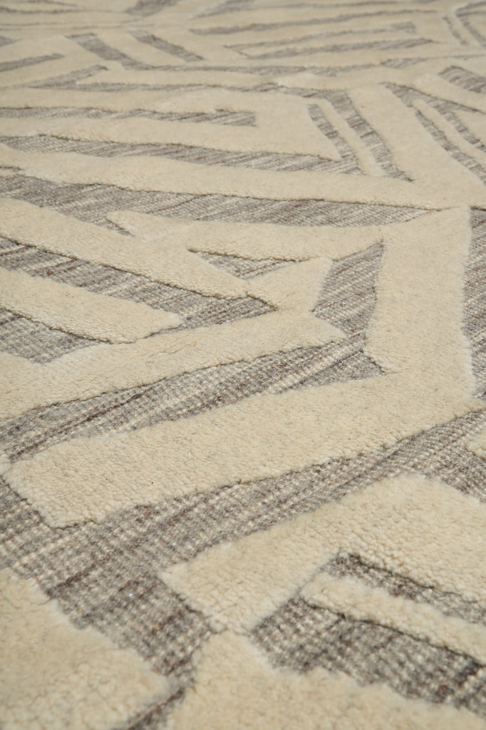 10 x 14 New Imported Handmade Raised Wool Pile Modern Rug Ivory Taupe #F-3306