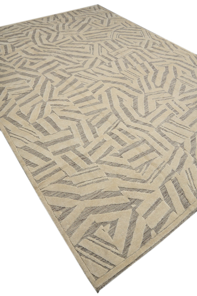 10 x 14 New Imported Handmade Raised Wool Pile Modern Rug Ivory Taupe #F-3306