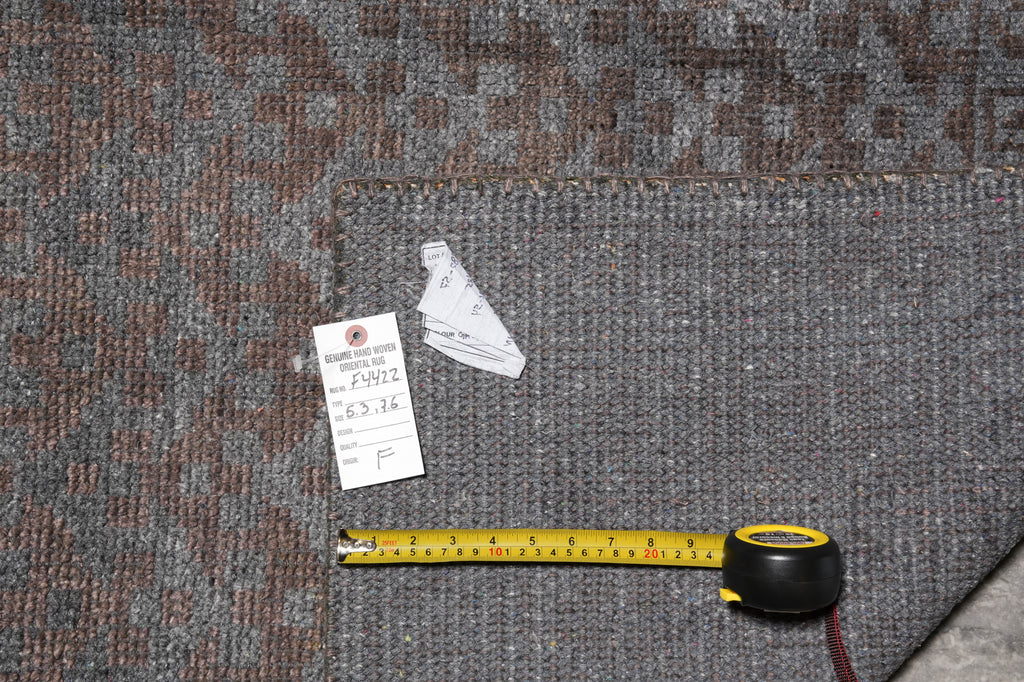 5.3 X 7.6 Gray Brown Handmade Modern Wool Carpet #F-4422
