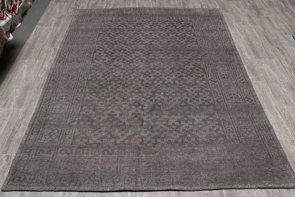 5.3 X 7.6 Gray Brown Handmade Modern Wool Carpet #F-4422