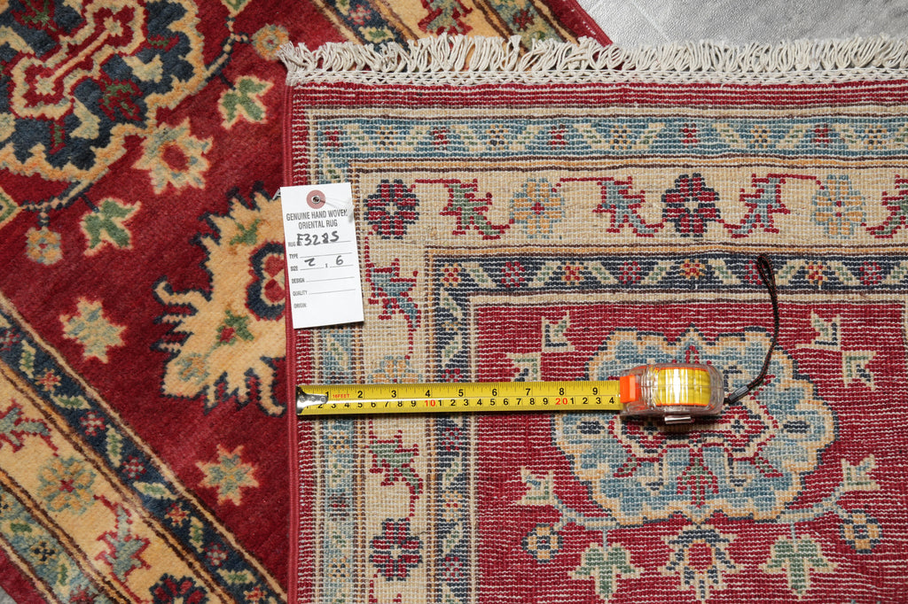 2 x 6 Feet Small Runner Afghan Kazak Wool Rug #F-3285