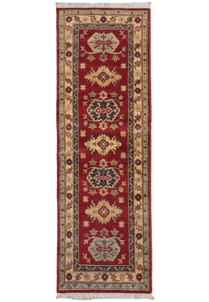 2 x 6 Feet Small Runner Afghan Kazak Wool Rug #F-3285