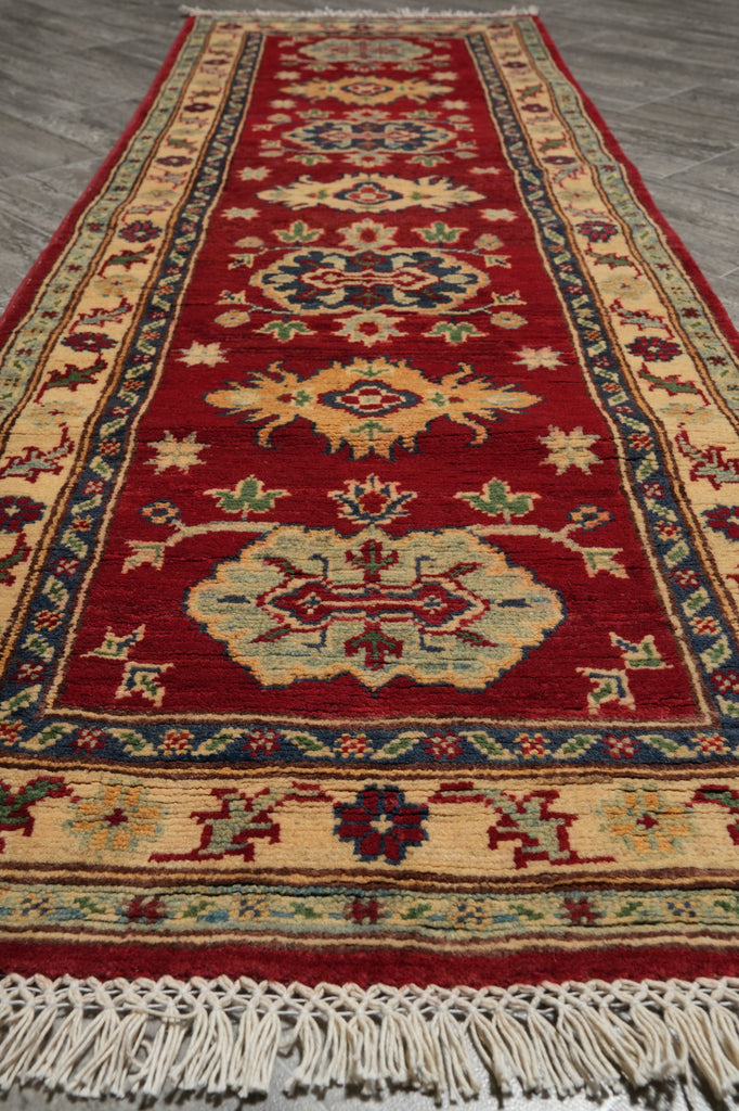 2 x 6 Feet Small Runner Afghan Kazak Wool Rug #F-3285