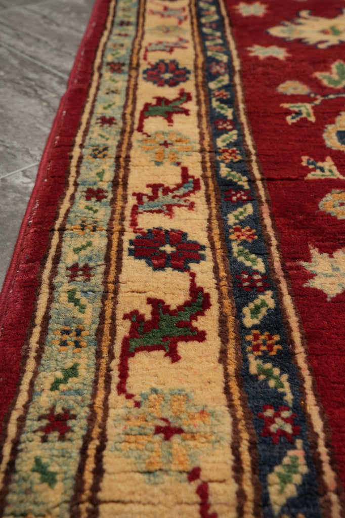 2 x 6 Feet Small Runner Afghan Kazak Wool Rug #F-3285