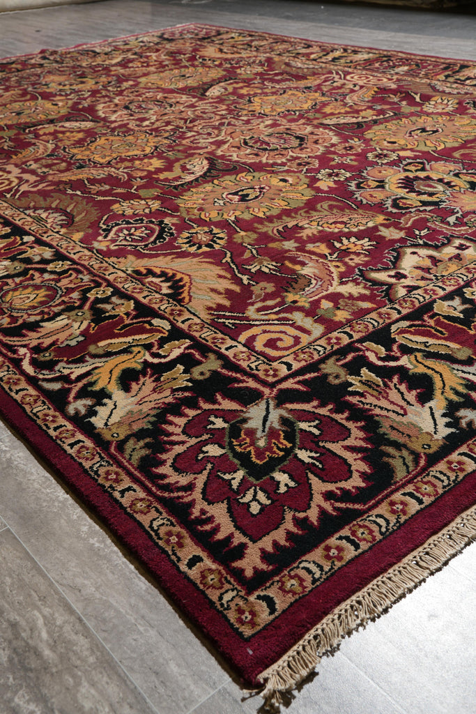9 x 12 Quality Jaipur Rug Handmade Wool Burgundy Black #F-4101