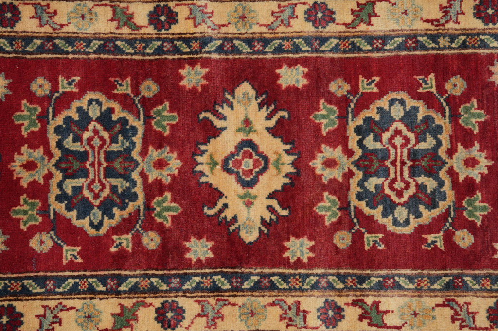 2 x 6 Feet Small Runner Afghan Kazak Wool Rug #F-3285