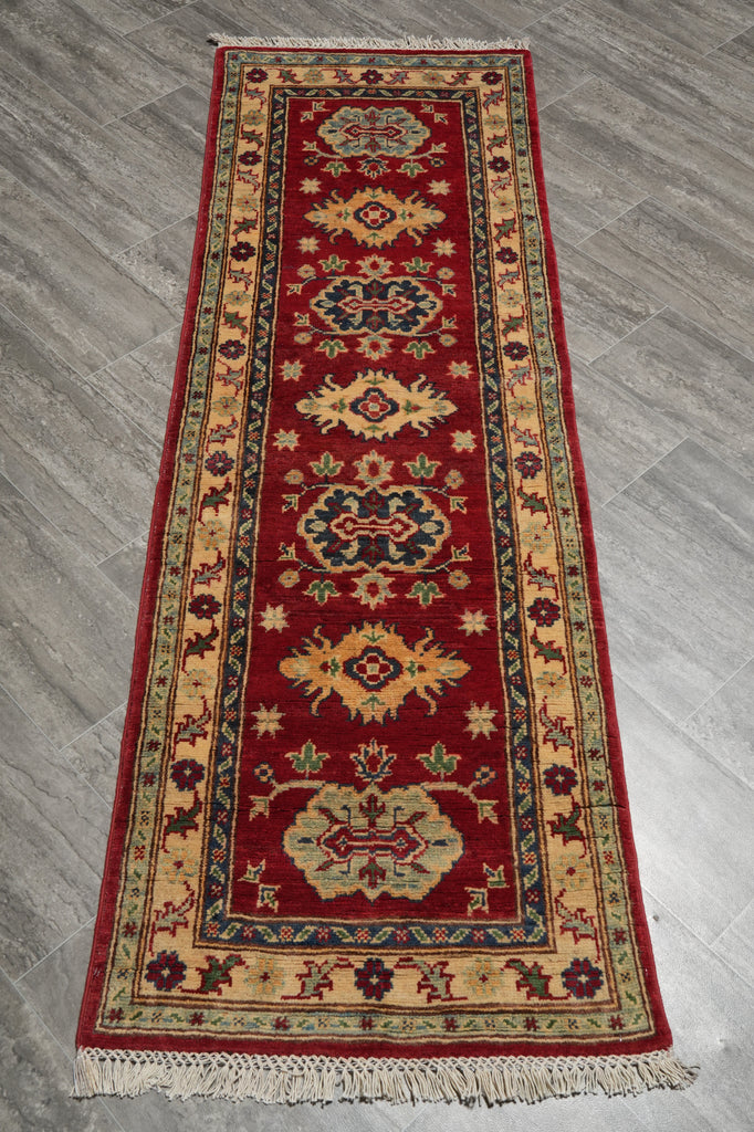 2 x 6 Feet Small Runner Afghan Kazak Wool Rug #F-3285