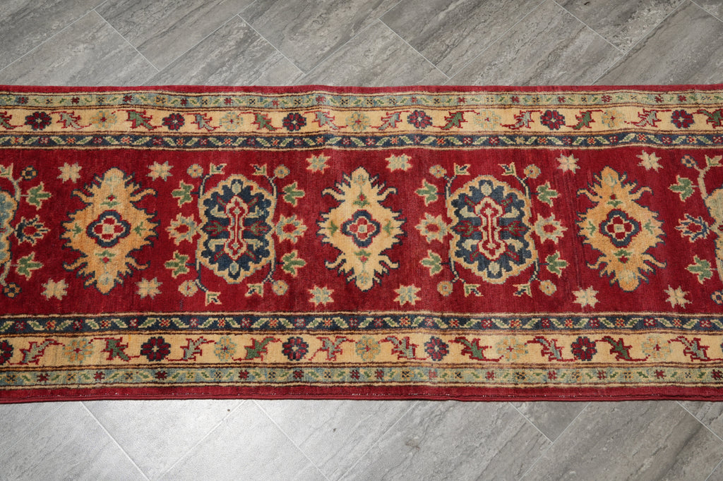 2 x 6 Feet Small Runner Afghan Kazak Wool Rug #F-3285