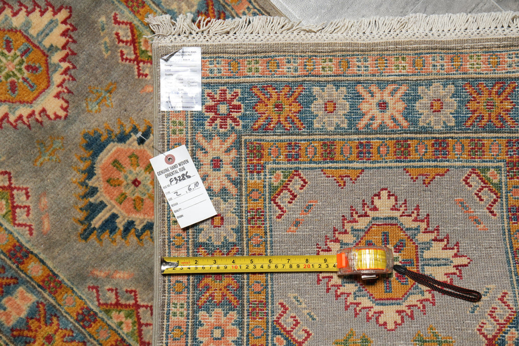 2 x 7 Narrow Runner Afghan Kazak Wool Carpet #F-3286
