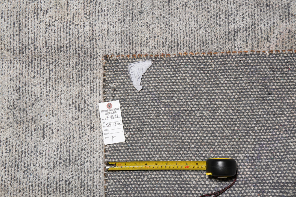 5.4 X 7.6 Modern Handmade Rug Gray Low Wool Pile #F-4421