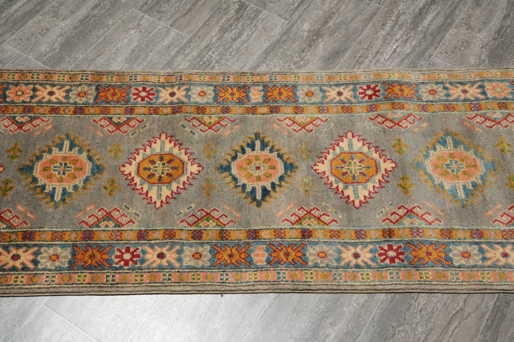 2 x 7 Narrow Runner Afghan Kazak Wool Carpet #F-3286