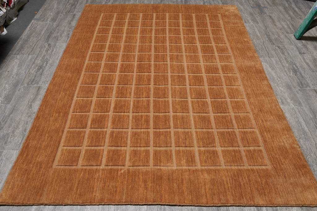 5.5 X 7.9 Handmade Modern Rug Plain Brown #PIX-15745